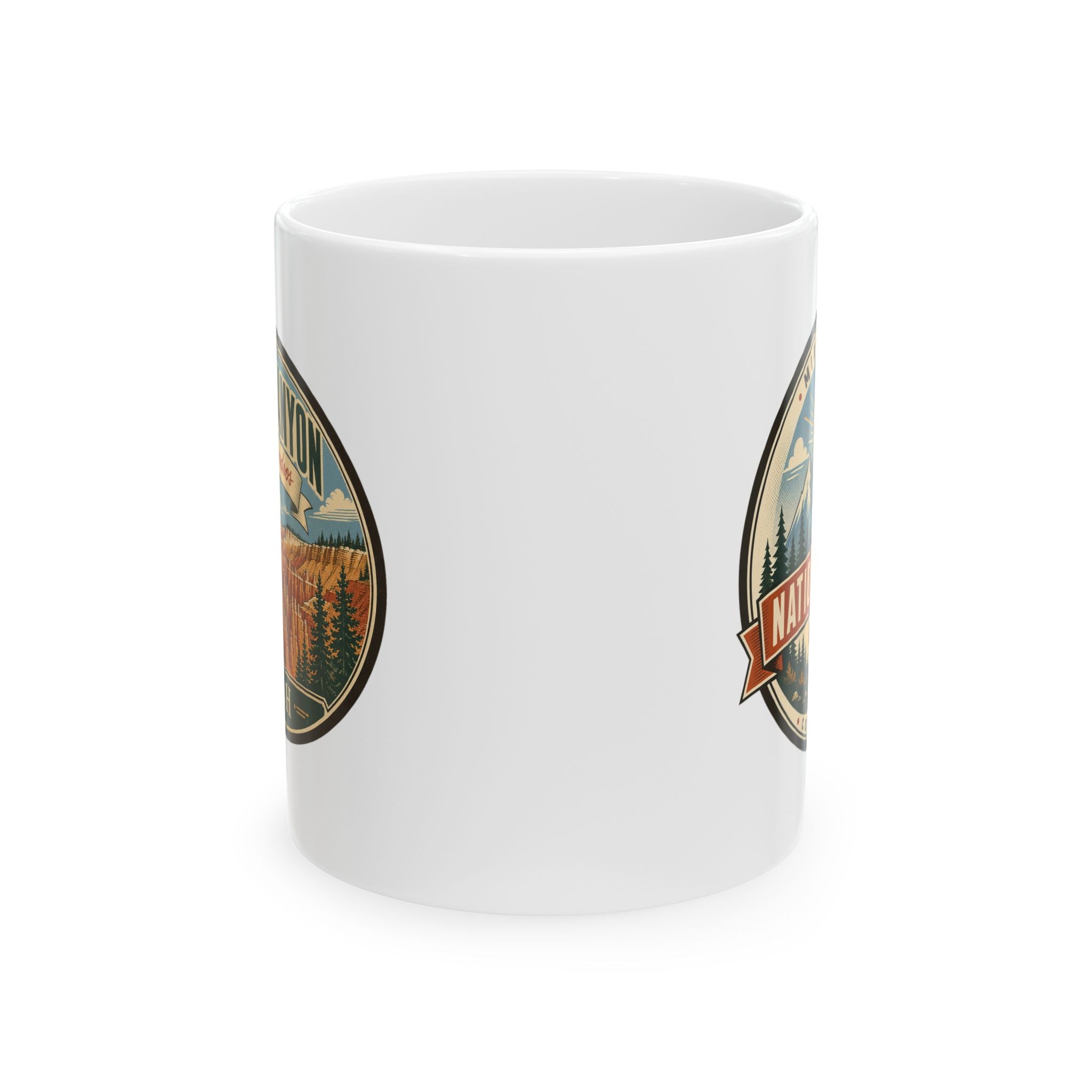 White ceramic mug with side Bryce Canyon Utah logo panels