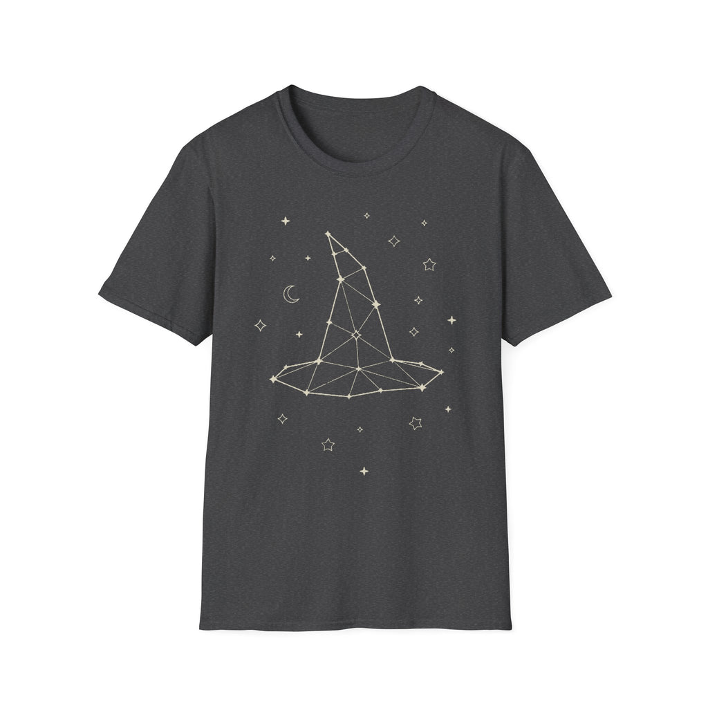 Dark gray T-shirt with crew neck, short sleeves and star constellation print