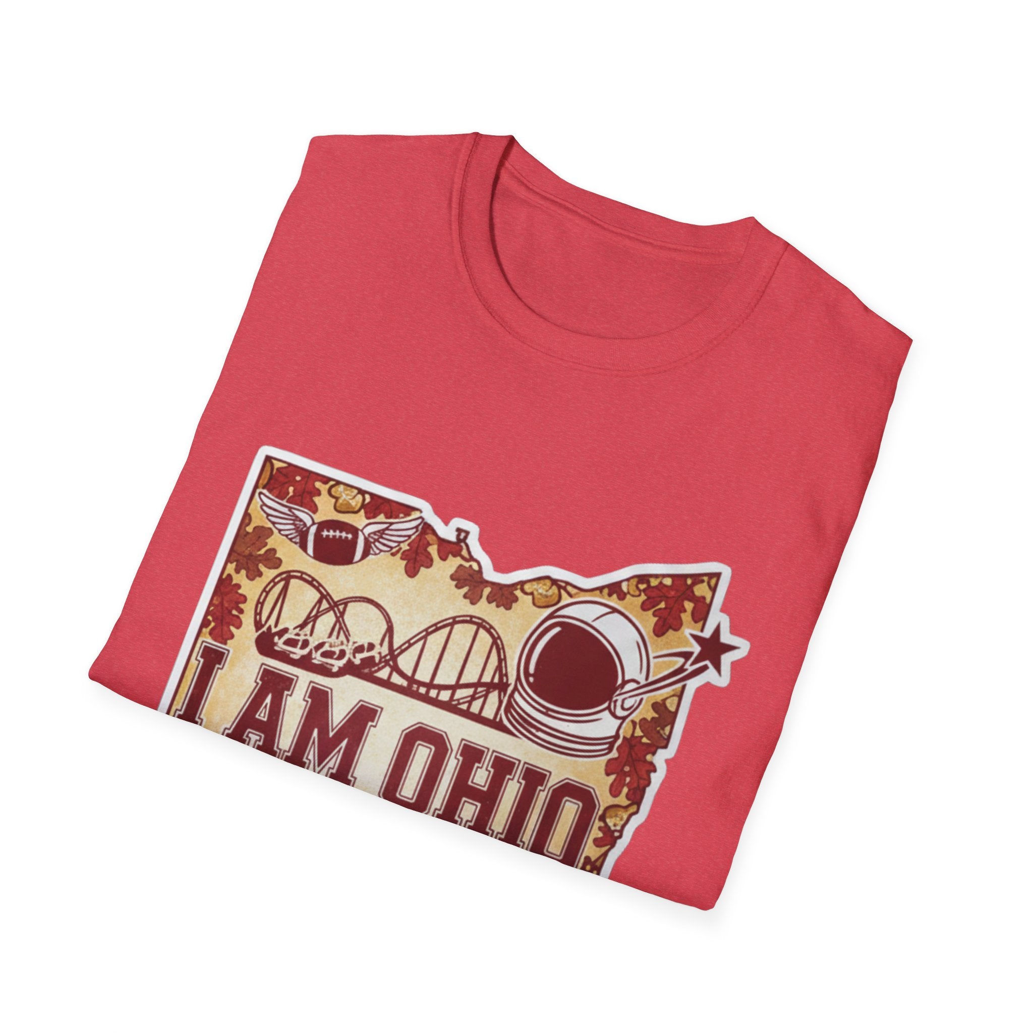 I Am Ohio T-Shirt, rotes Shirt mit I AM OHIO Landmark-Graphic