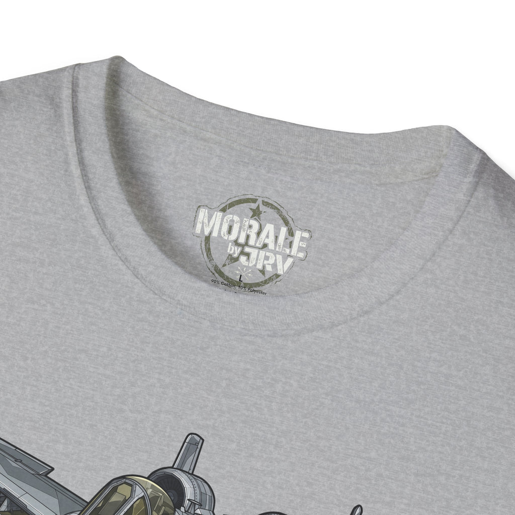A-10 Warthog T-shirt, sport grey, neck logo and jet tail