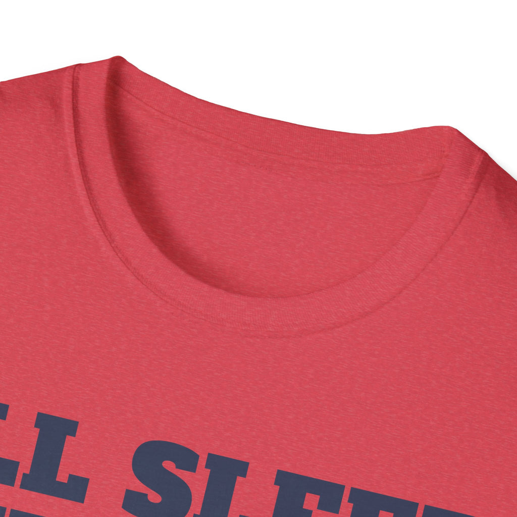 Red crew-neck T-shirt collar with partial graphic print