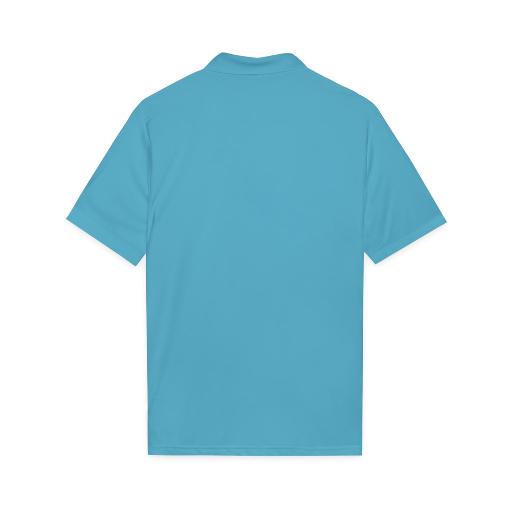 Sunset Surf polo shirt, teal with plain back and ribbed collar