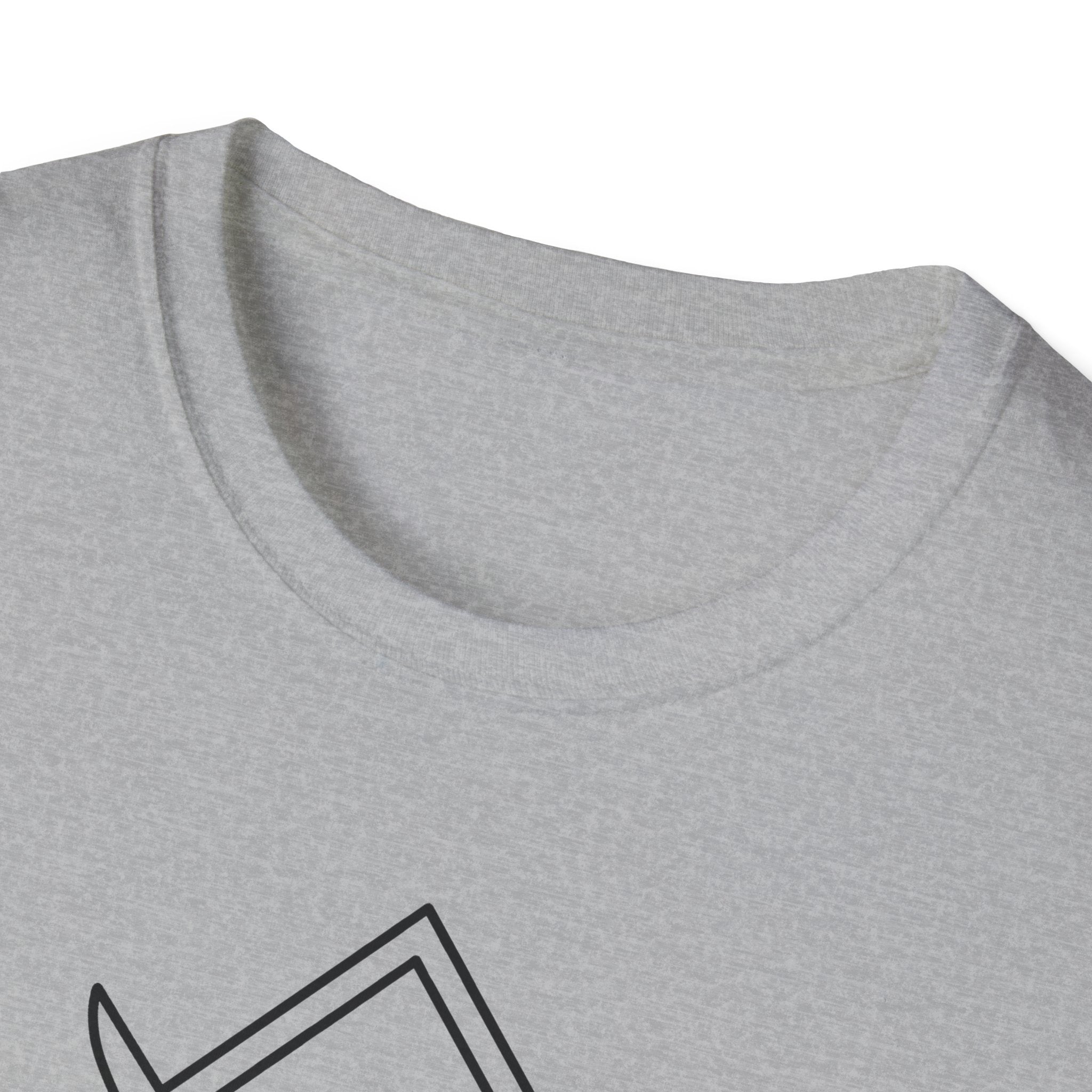 Sport gray T-shirt close-up of crew neckline with smooth collar and minimal detail
