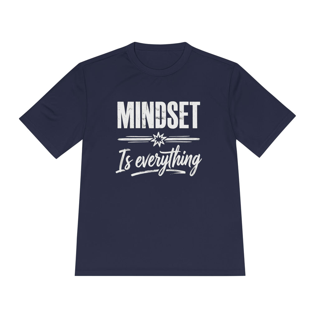 T-shirt blu navy con scritta “MINDSET Is everything”