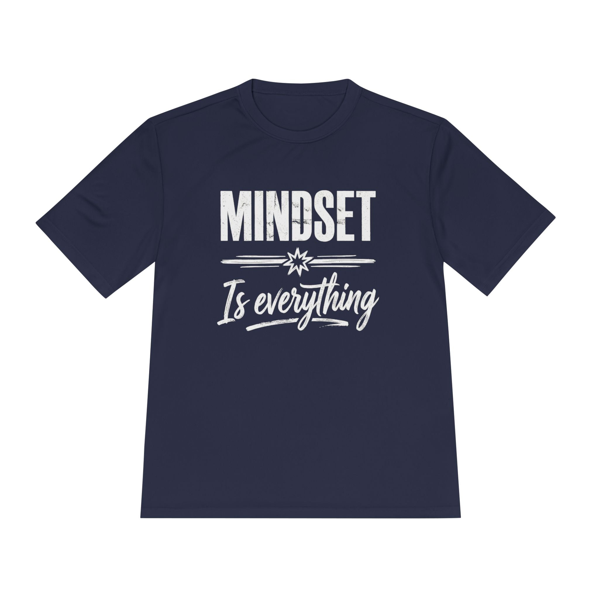 T-shirt blu navy con scritta “MINDSET Is everything”
