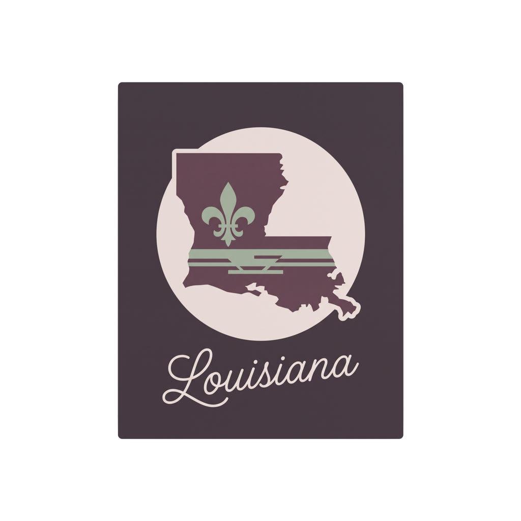 Louisiana metal wall art sign featuring state silhouette, fleur-de-lis and “Louisiana” text