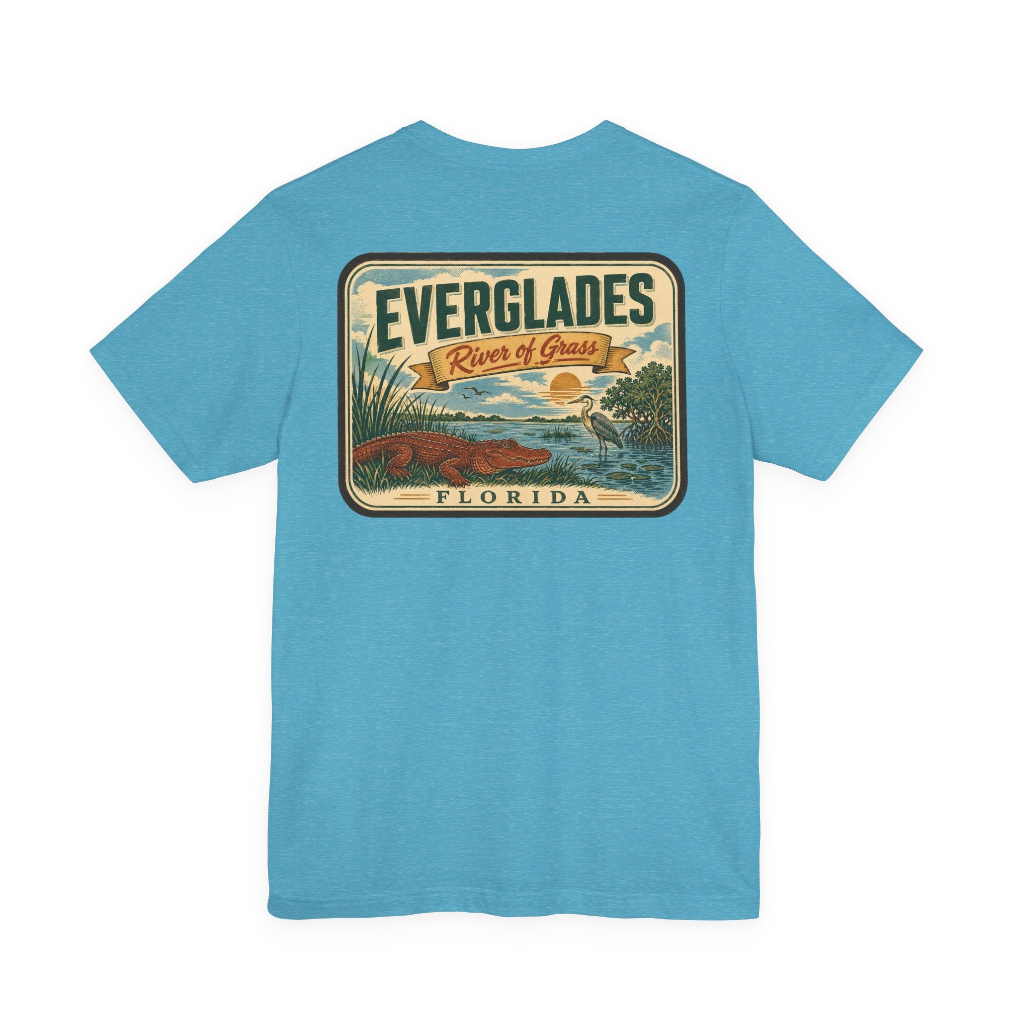 Aqua graphic T-shirt with Everglades River of Grass panel on the back