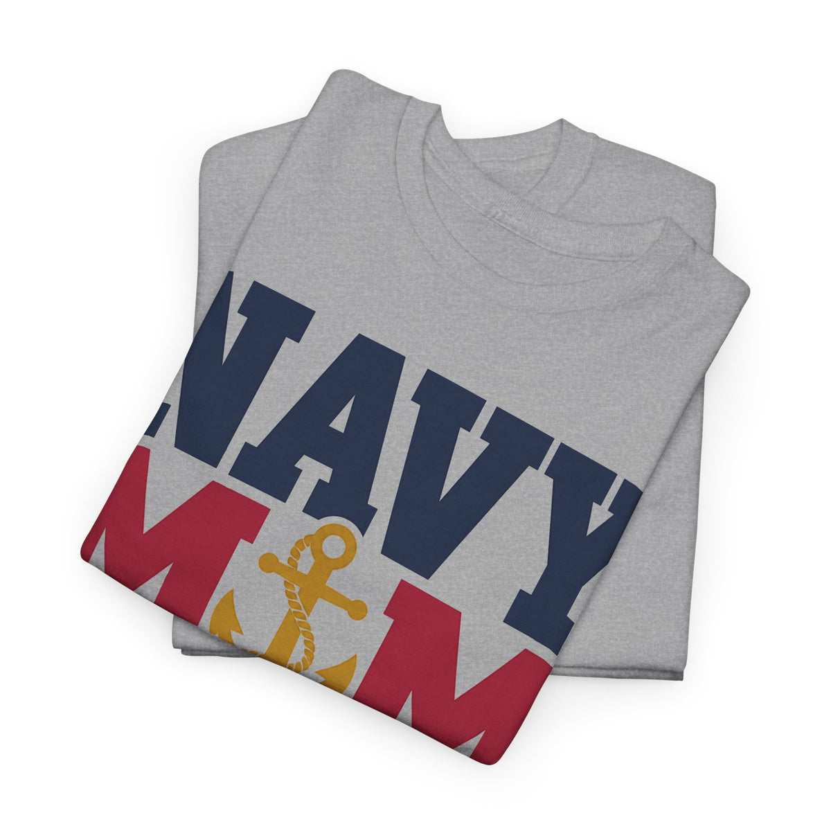 Unisex graphic T-shirt in gray with NAVY anchor and patriotic stripes print
