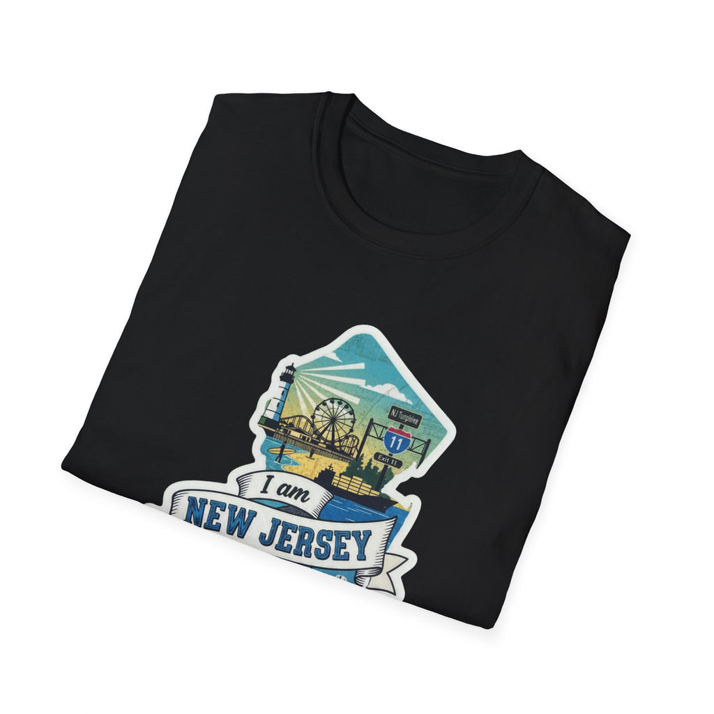 Black T-shirt with New Jersey skyline graphic print