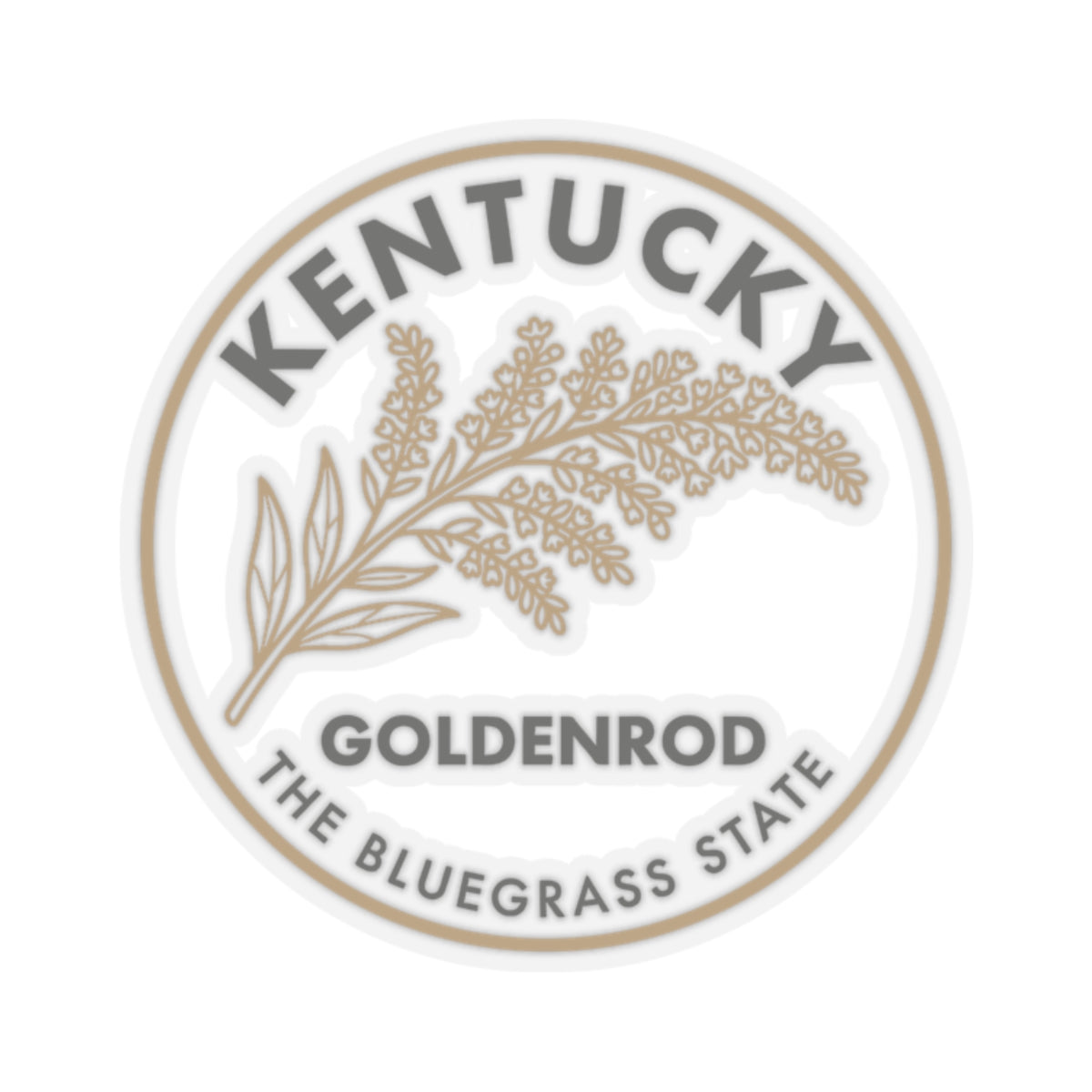 Goldenrod state flower sticker with Kentucky text on transparent vinyl