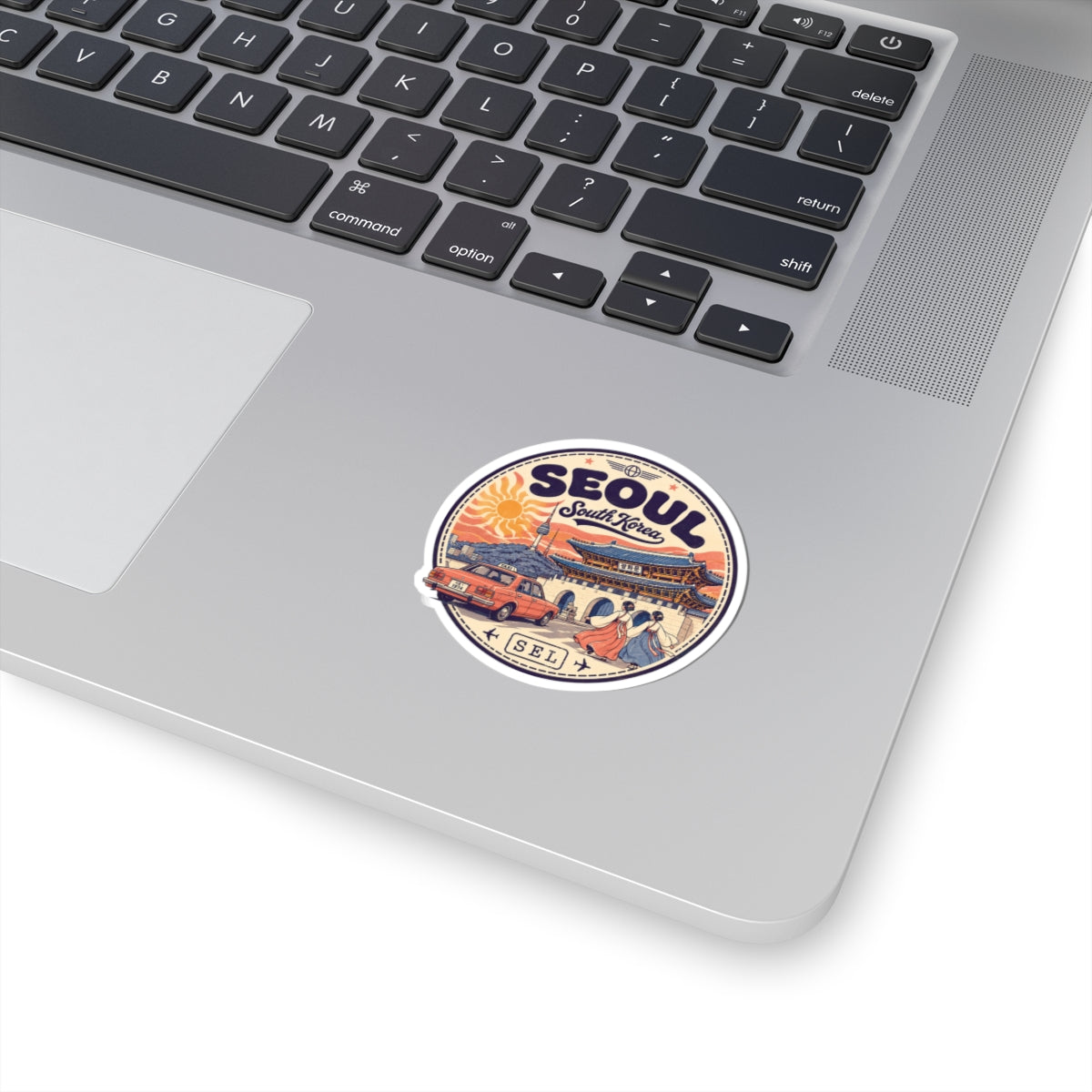 Seoul South Korea Vintage Travel Sticker – Retro Cityscape Kiss-Cut Decal