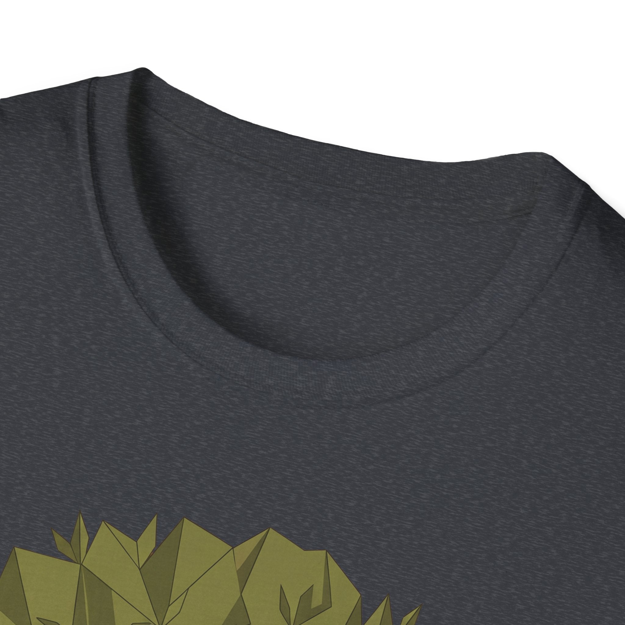Twisted olive tree T-shirt, dark gray crew-neck and top of olive tree graphic