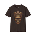 Dark chocolate gothic skull T-shirt with gold crown design