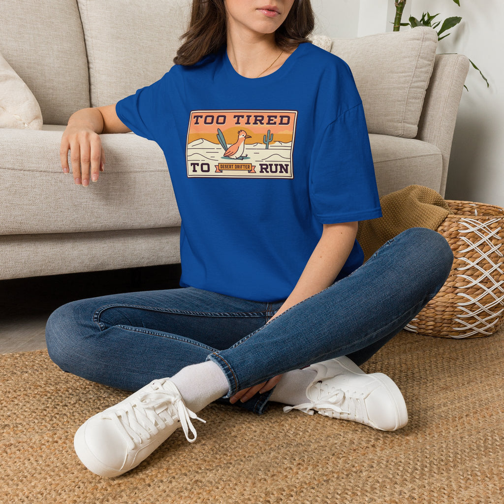 Short-sleeve graphic T-shirt, royal blue, desert runner logo front print