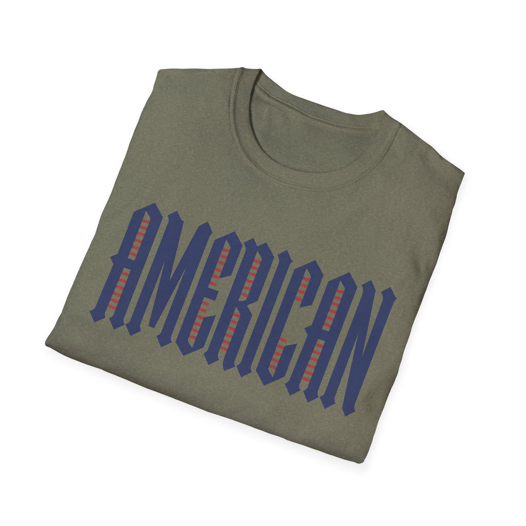 American Flag Stripe Lettering T-Shirt - Patriotic USA Pride Tee