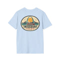 Missouri T-shirt in light blue with circular arch graphic and “Missouri” text
