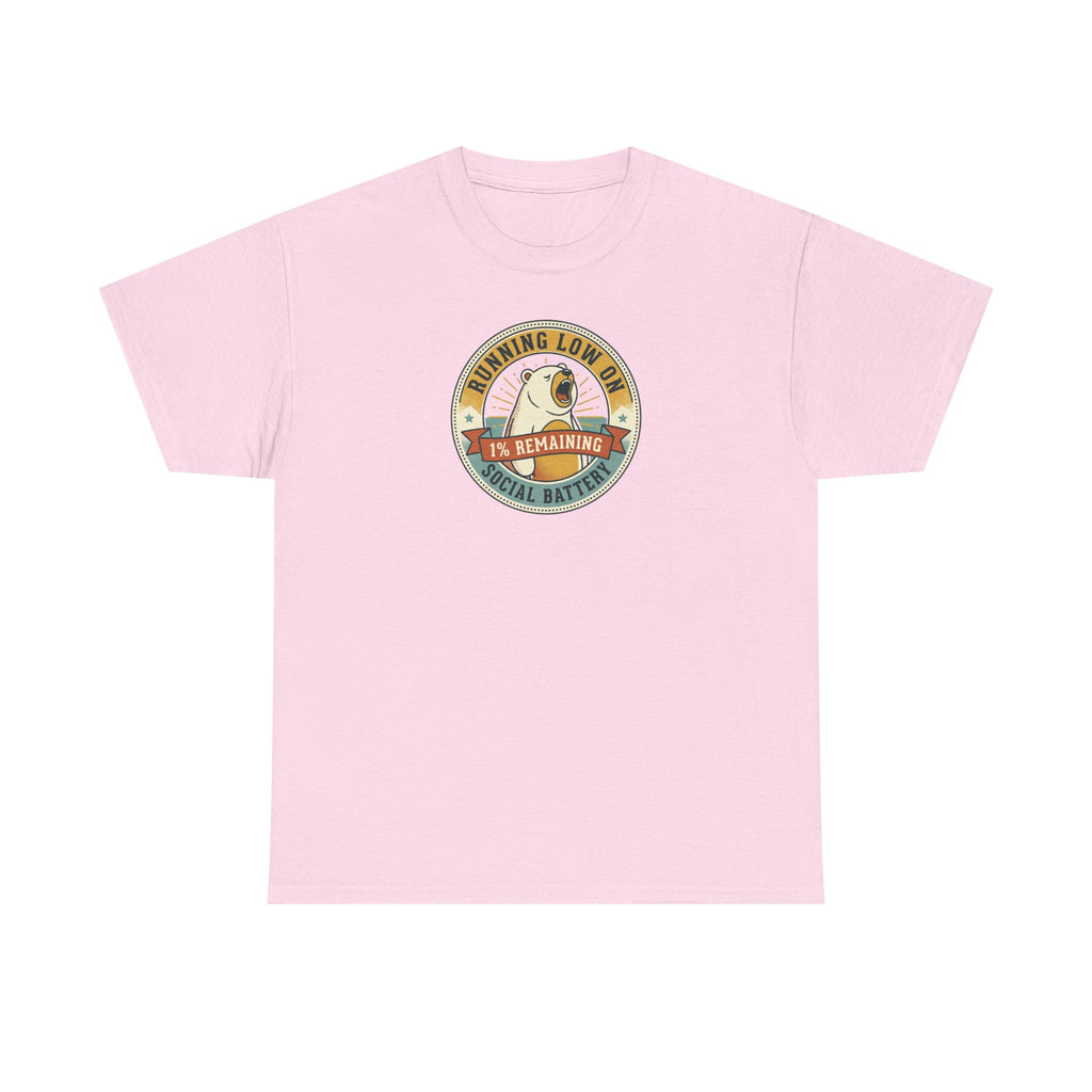Light pink graphic T-shirt with circular bear badge logo
