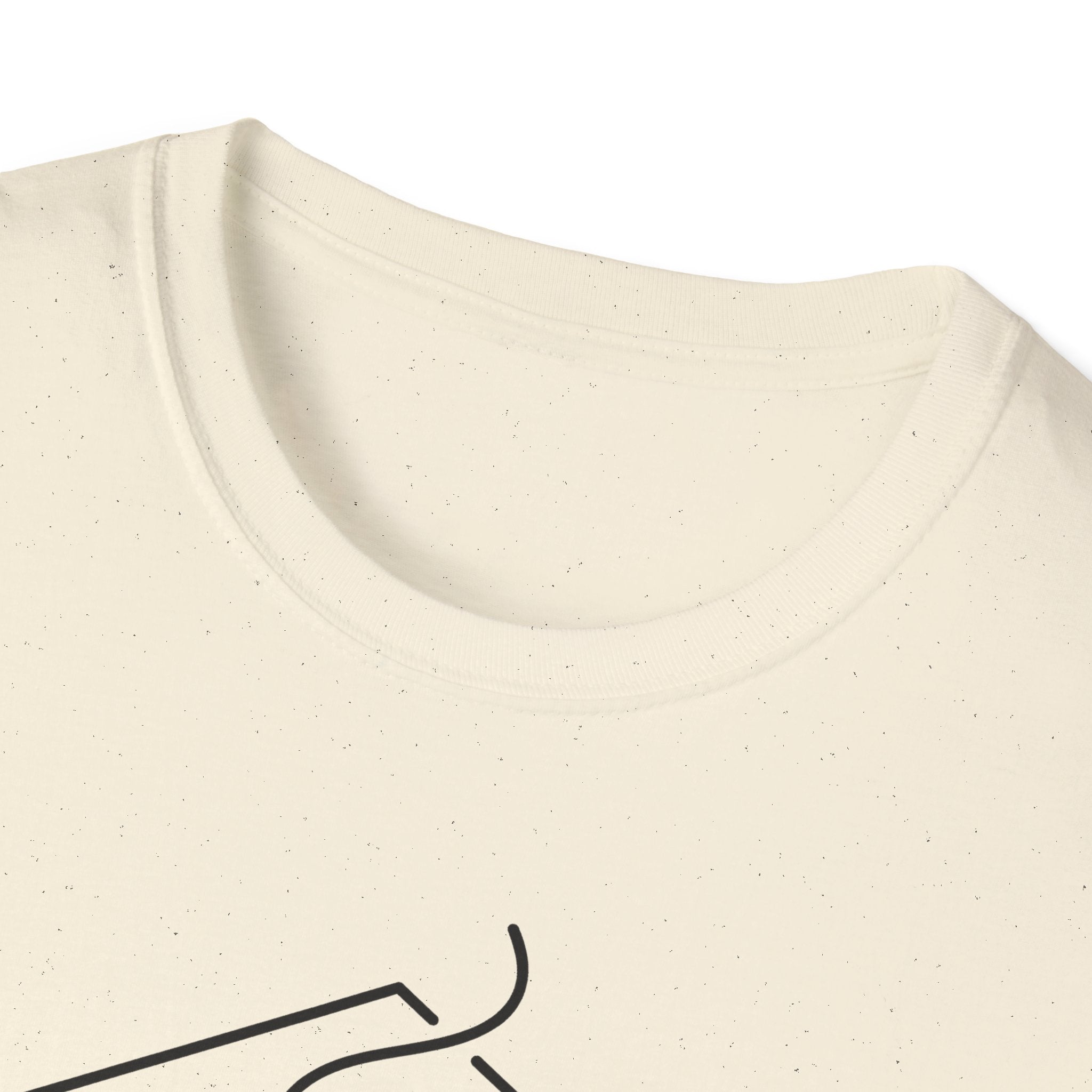 Natural cream T-shirt with crew neck and speckled texture