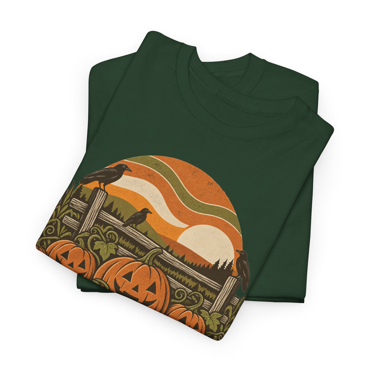Pumpkin Patch T-Shirt, Retro Jack O Lantern Sunset Fall Halloween Shirt for Women and Men, Vintage Autumn Farm Graphic Tee