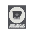 Arkansas metal art sign with diamond and pine graphic, dark gray square and ARKANSAS text