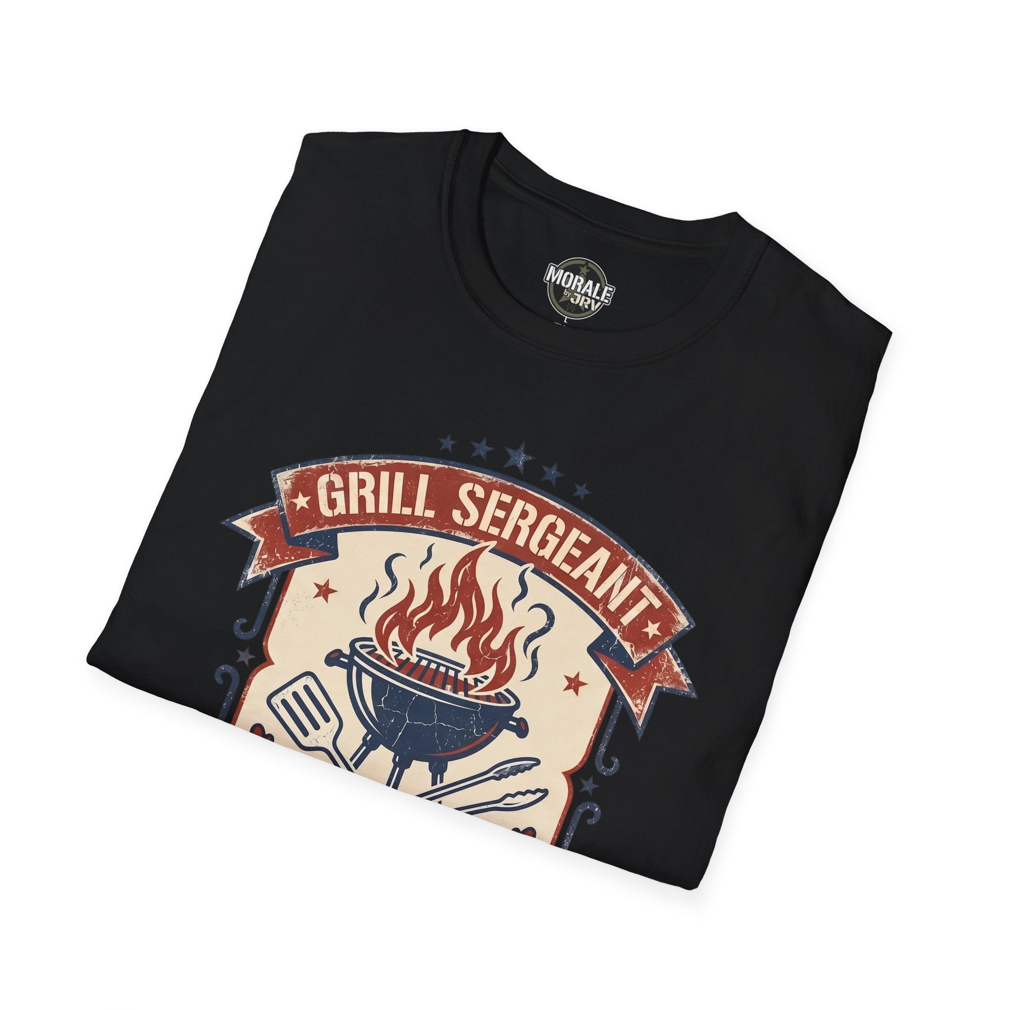 Black T-shirt with vintage 'Grill Sergeant' BBQ grill graphic