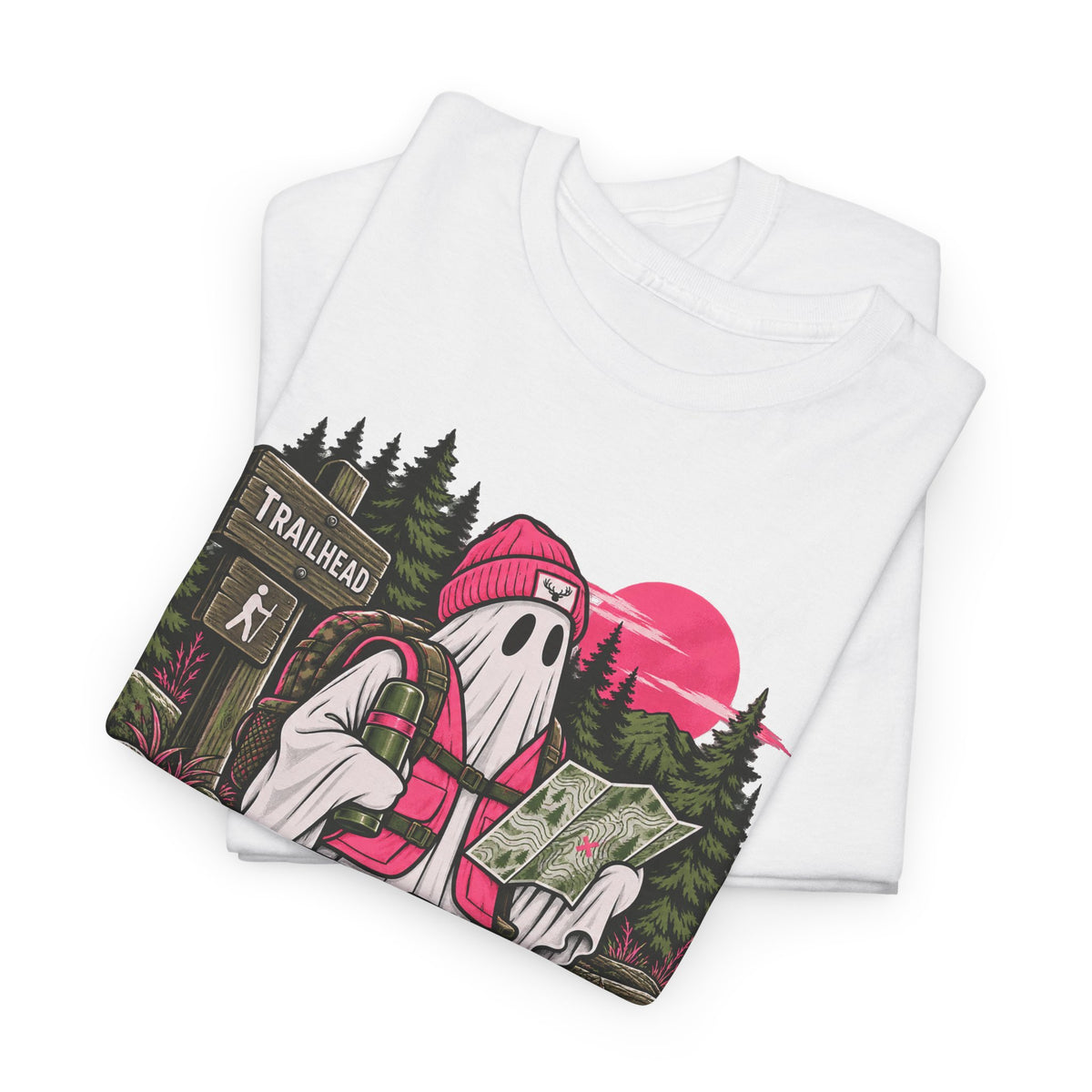 Safety First Spooky Second T-Shirt, Funny Ghost Hiker Halloween Shirt for Men and Women, Camping Trail Graphic Tee