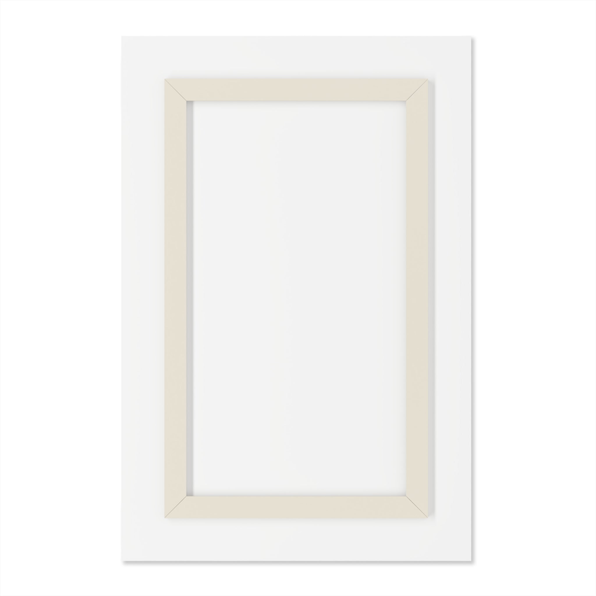 Off-white framed wall art print with empty white inner panel