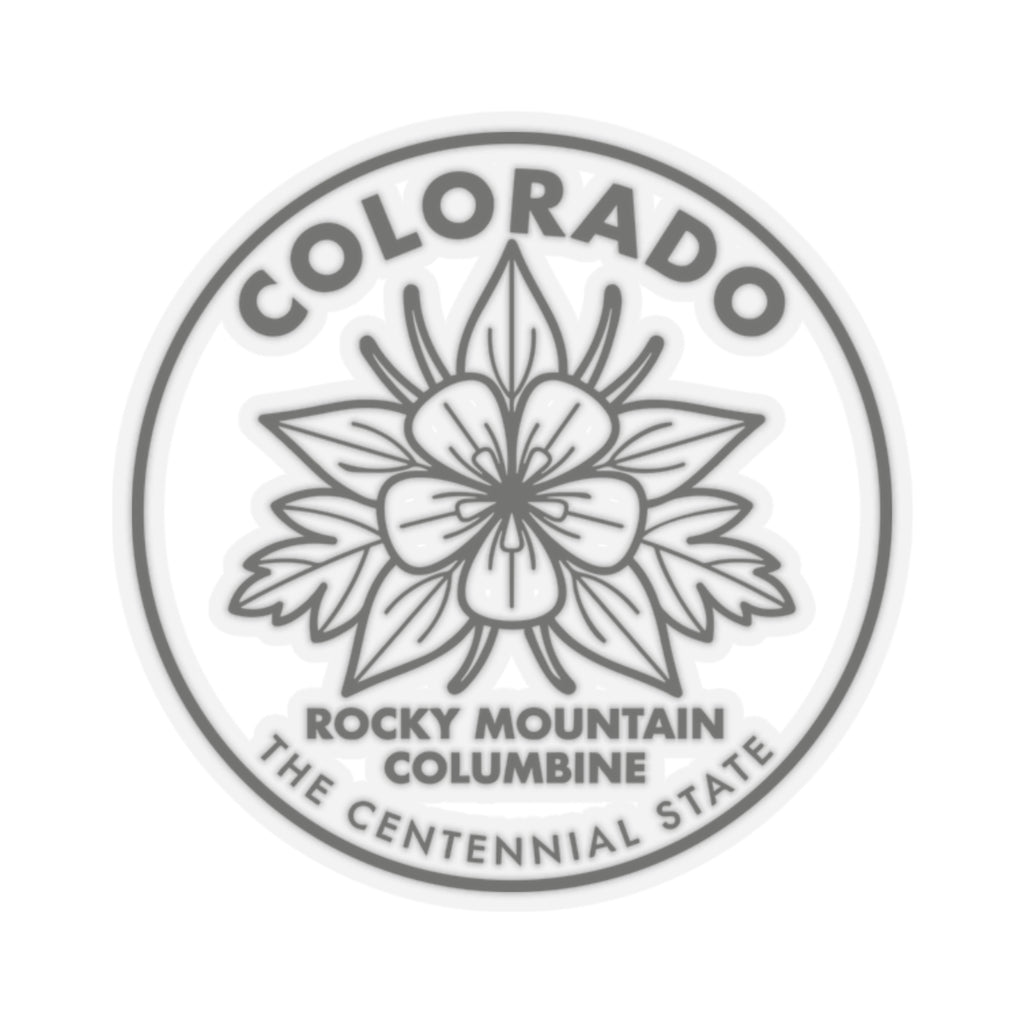 Round Colorado columbine state flower sticker decal with flower and circular text