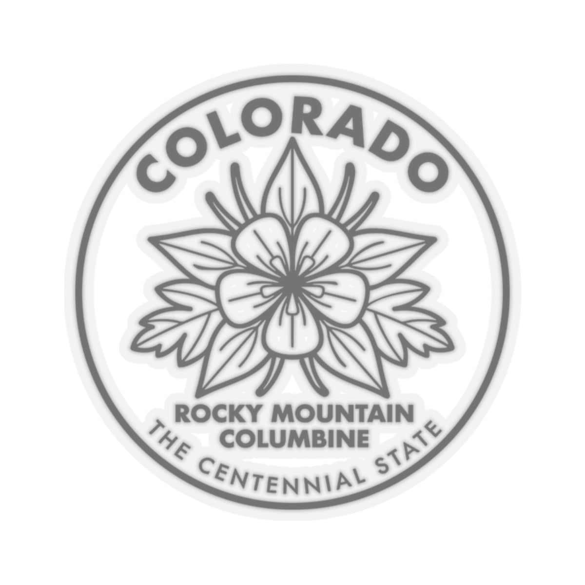 Round Colorado columbine state flower sticker decal with flower and circular text