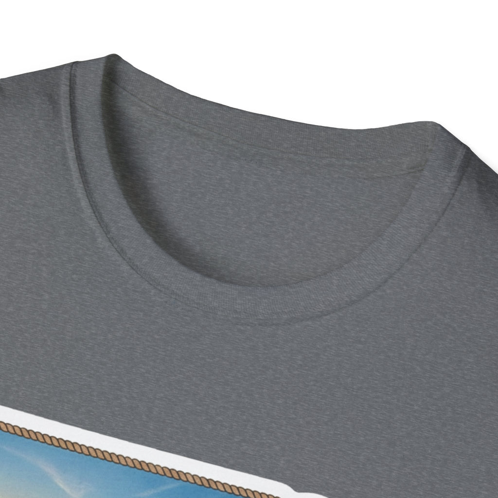 I Am Nebraska T-Shirt in Graphite Heather, crew neck close-up