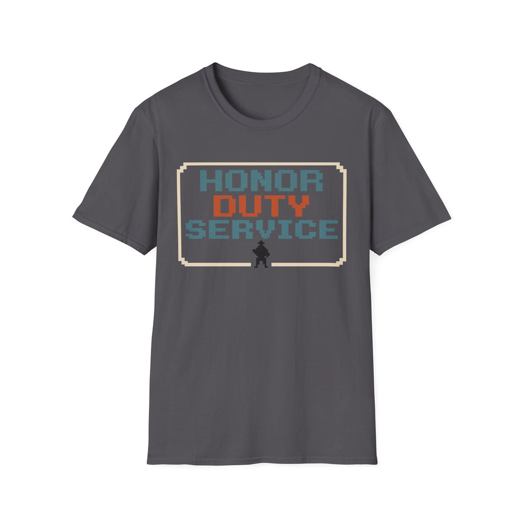 Honor Duty Service T-Shirt - Retro Pixel Veteran Tribute Tee