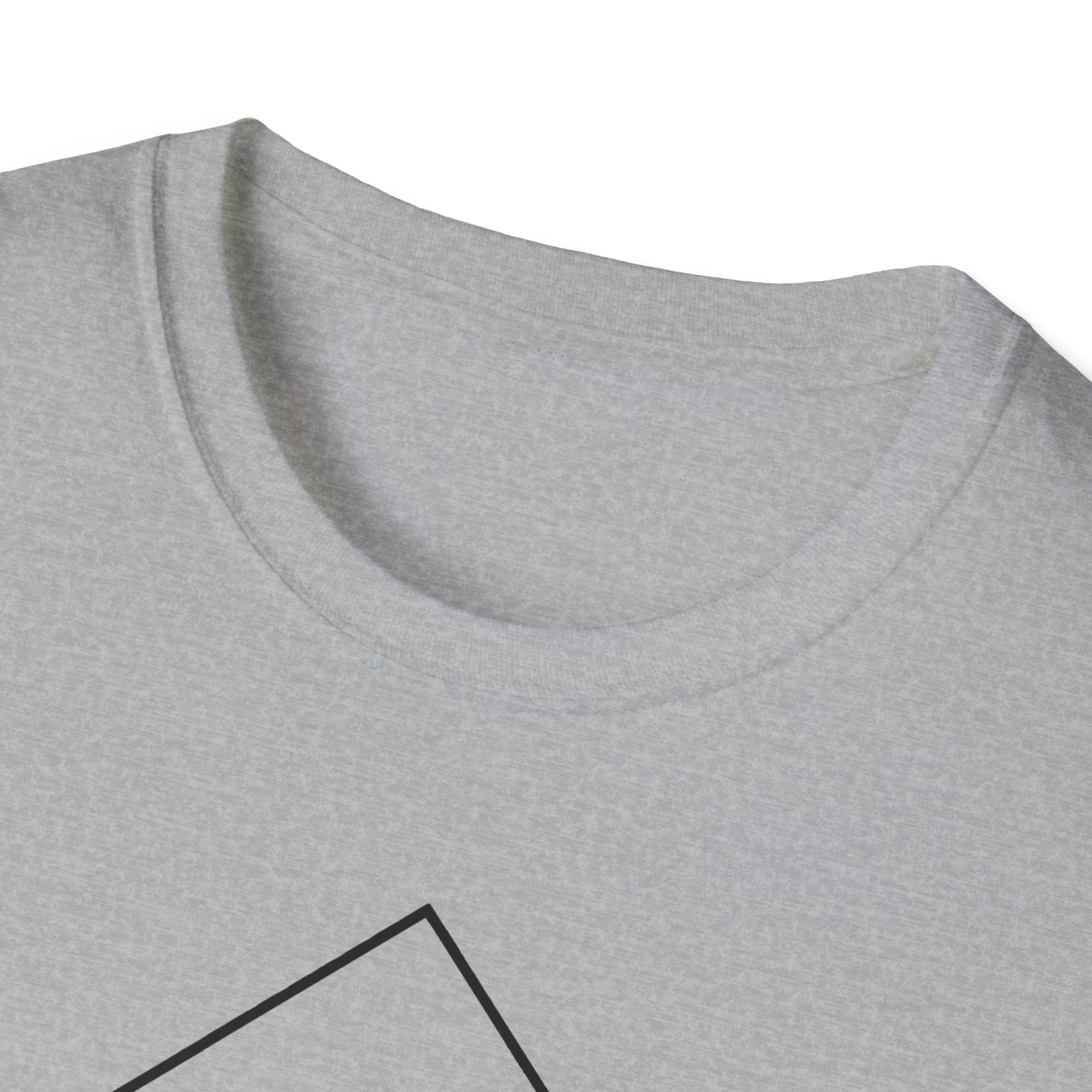 Light gray unisex T-shirt neckline close-up with crew collar