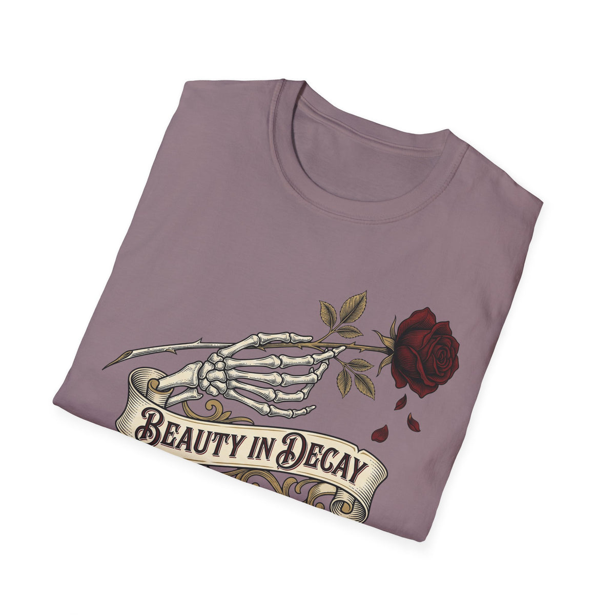 Beauty in Decay T-Shirt - Skeleton Hand & Rose Gothic Tattoo Tee