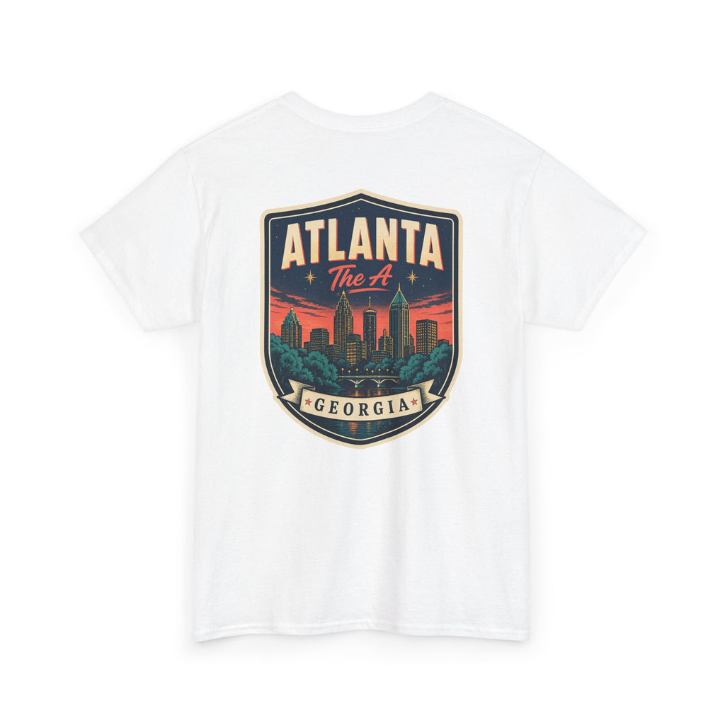 White T-shirt with Atlanta Georgia skyline badge print