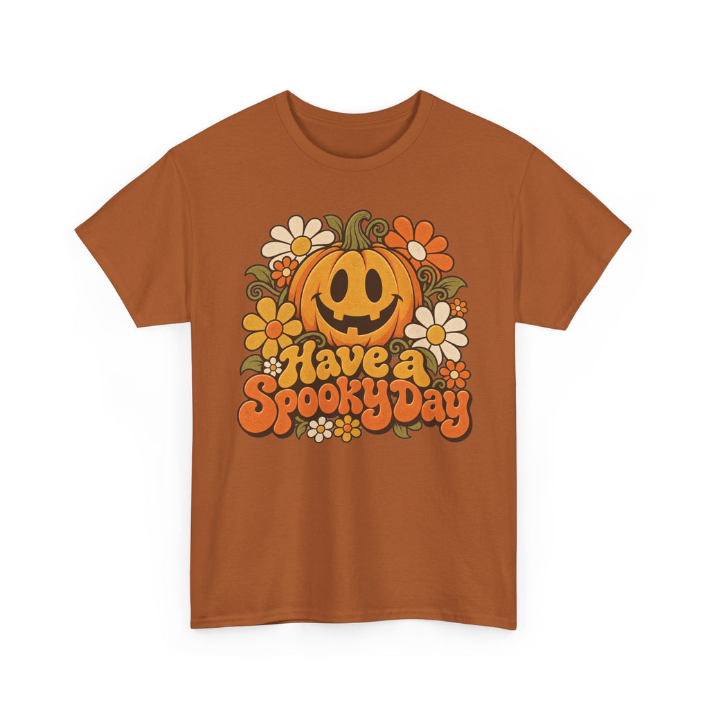 Have a Spooky Day Retro Pumpkin T-Shirt, Groovy Floral Jack O Lantern Halloween Shirt for Women and Men, Fall Teacher Tee