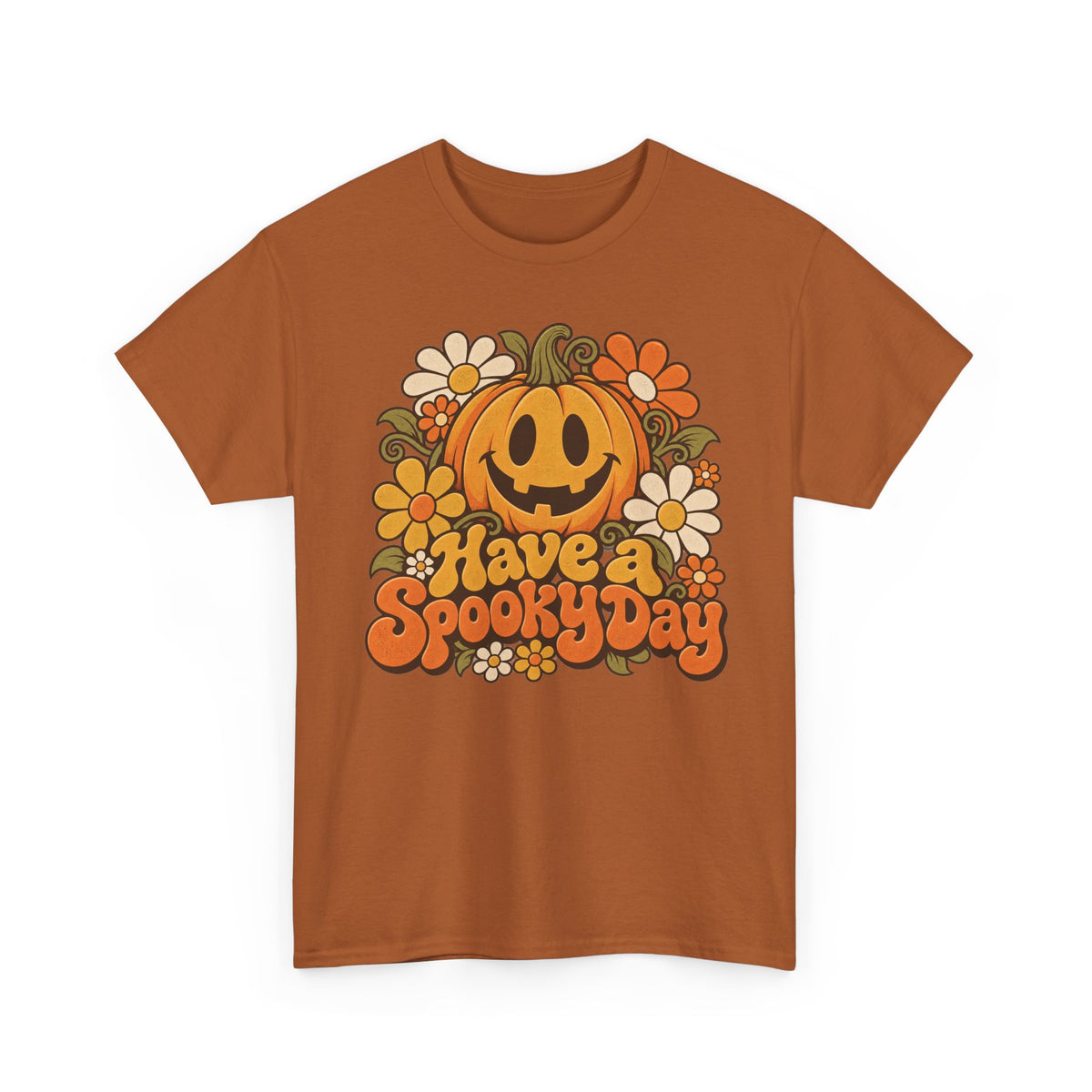 Have a Spooky Day Retro Pumpkin T-Shirt, Groovy Floral Jack O Lantern Halloween Shirt for Women and Men, Fall Teacher Tee