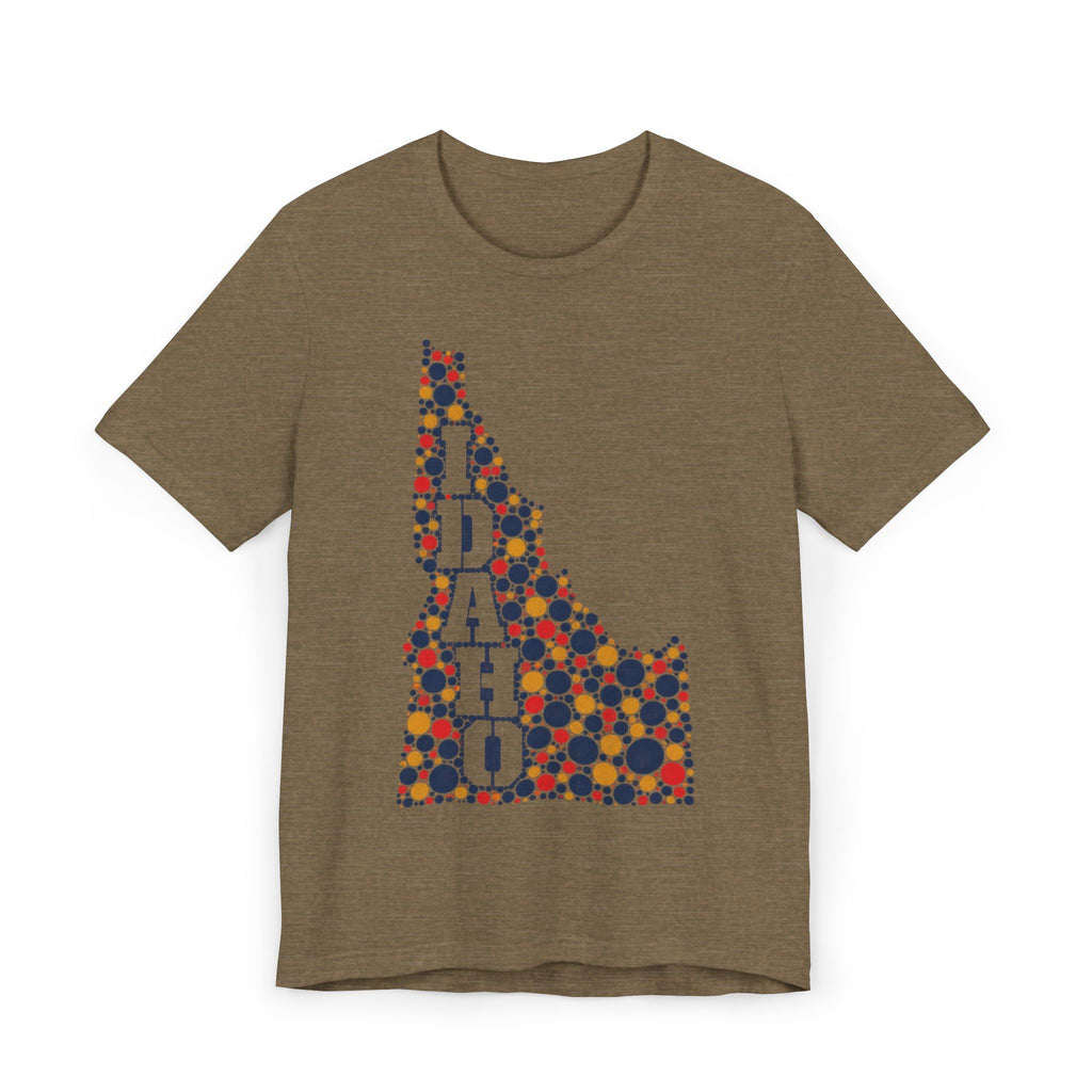 Idaho Polka Dot State Outline T-Shirt | Colorful Idaho Map Graphic Tee