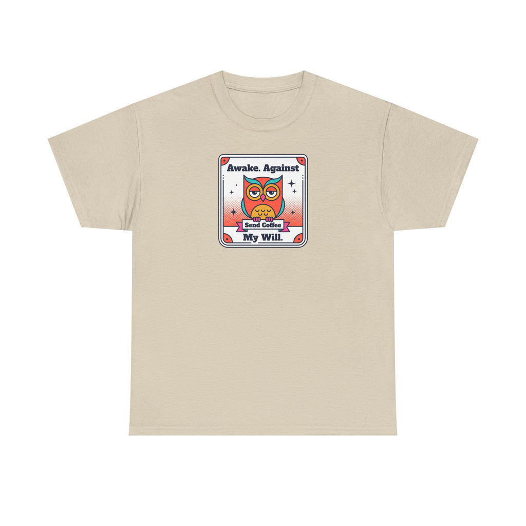 Sand T-shirt with square graphic print at chest.