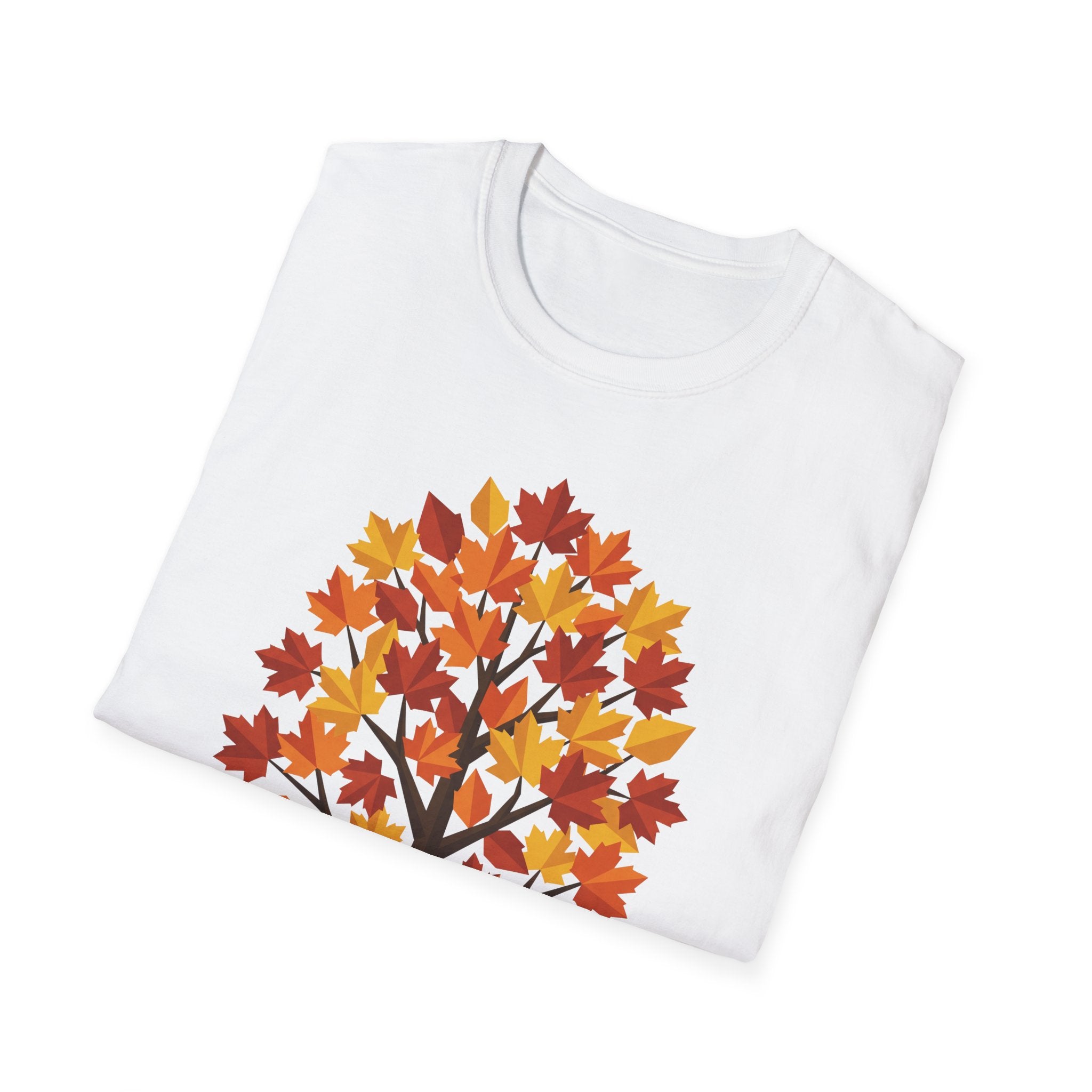 Autumn Maple Tree T-Shirt (white) with colorful autumn tree graphic