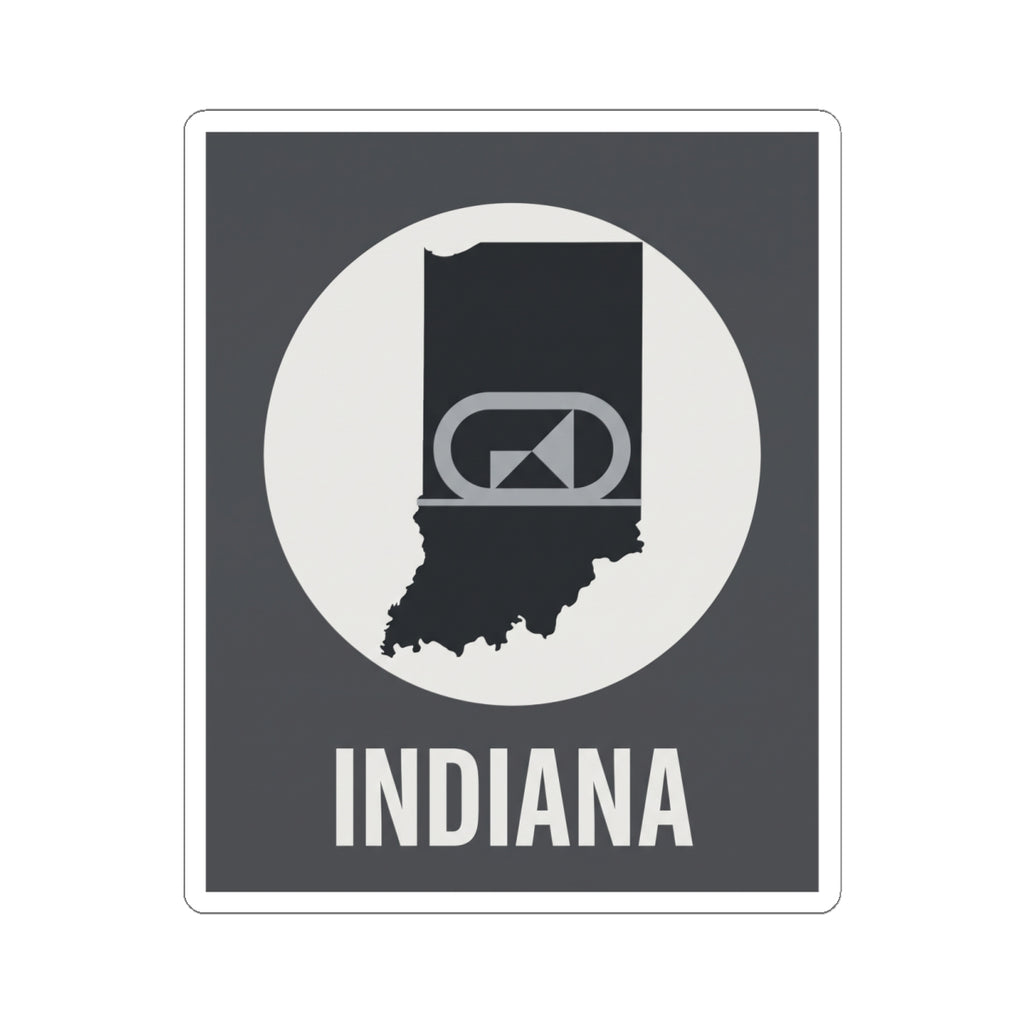 Indiana outline retro badge sticker featuring black silhouette and “INDIANA” word