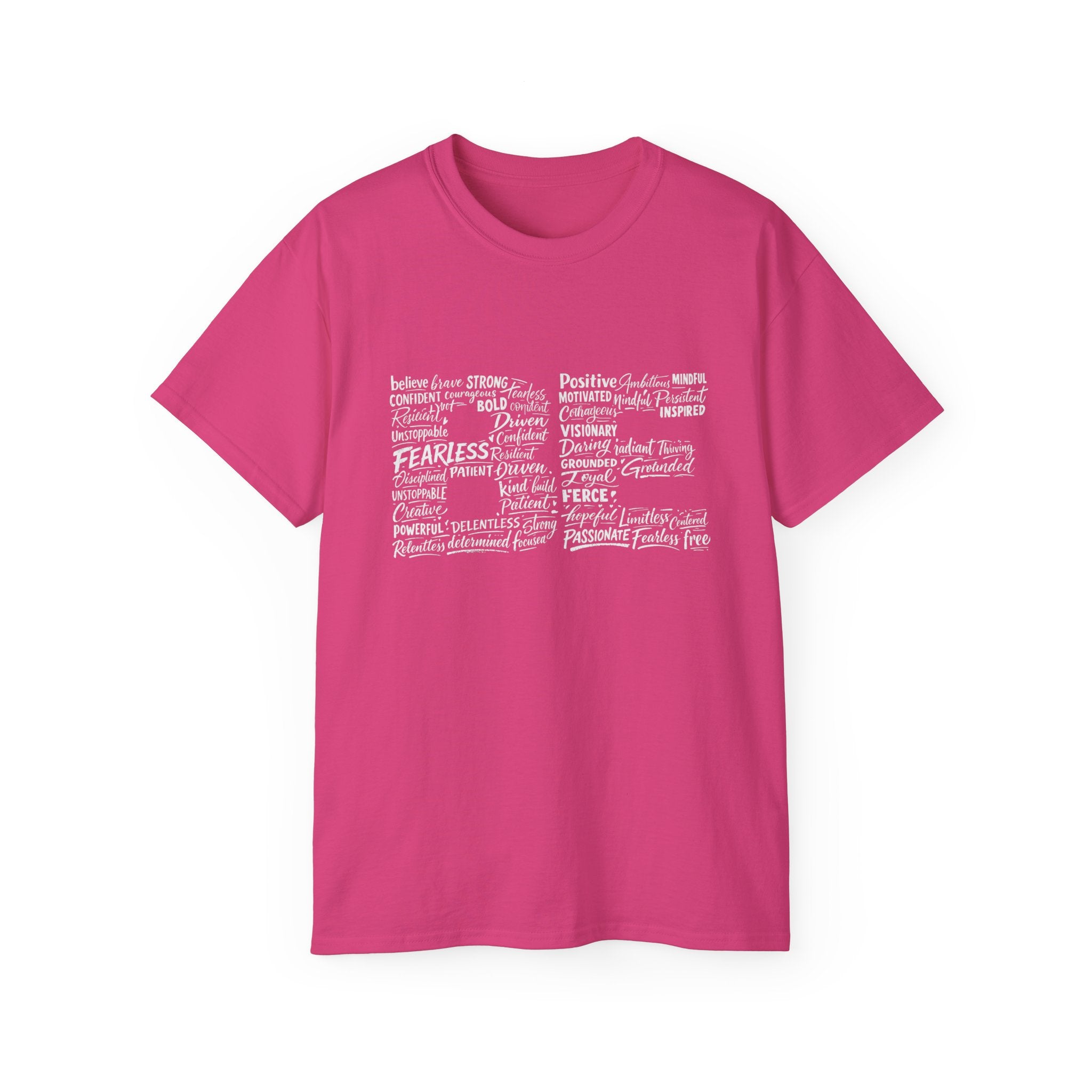 Life word cloud T-shirt in Cherry Red with motivational typography graphic