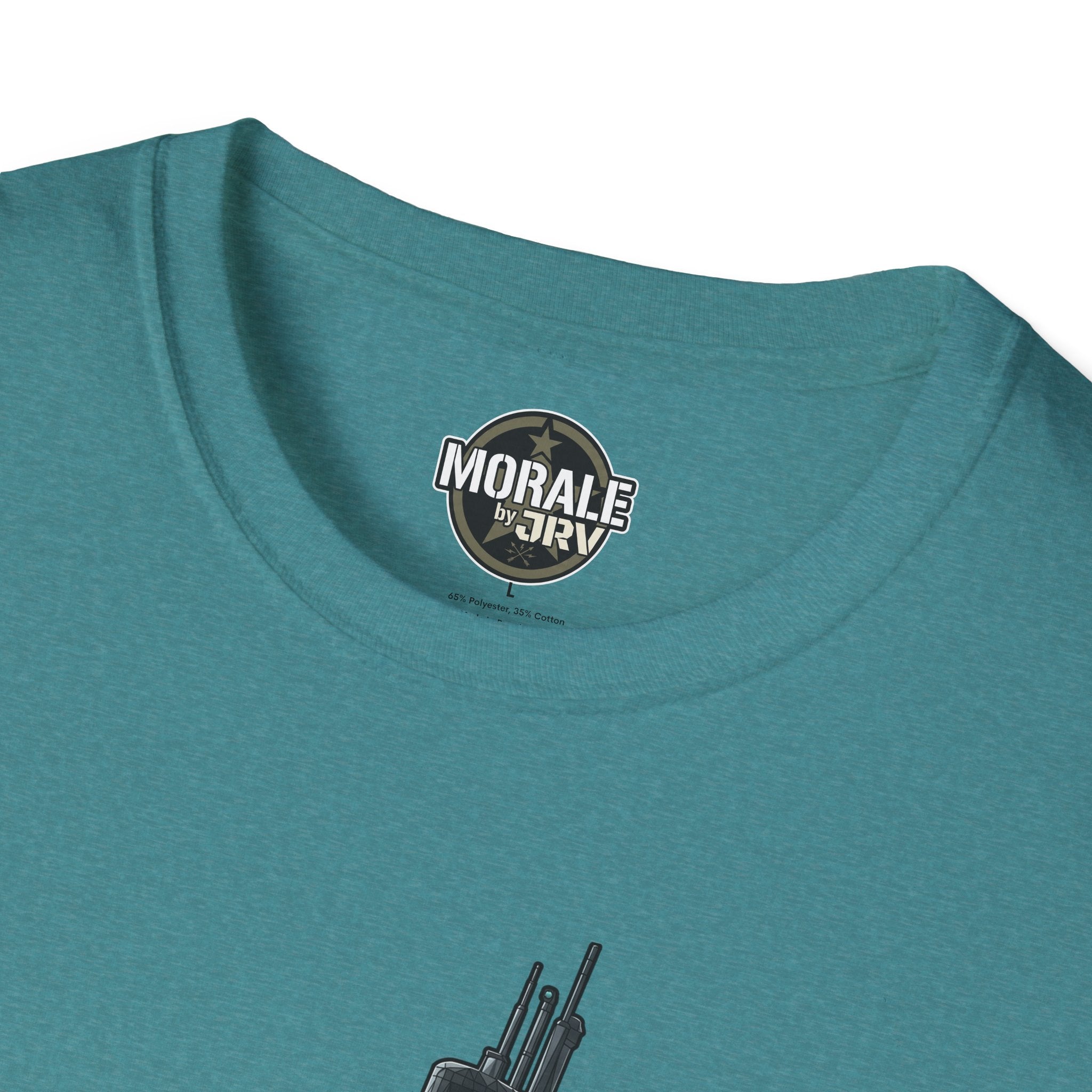 Silent Service T-shirt, teal: chest logo patch and crew neck seam