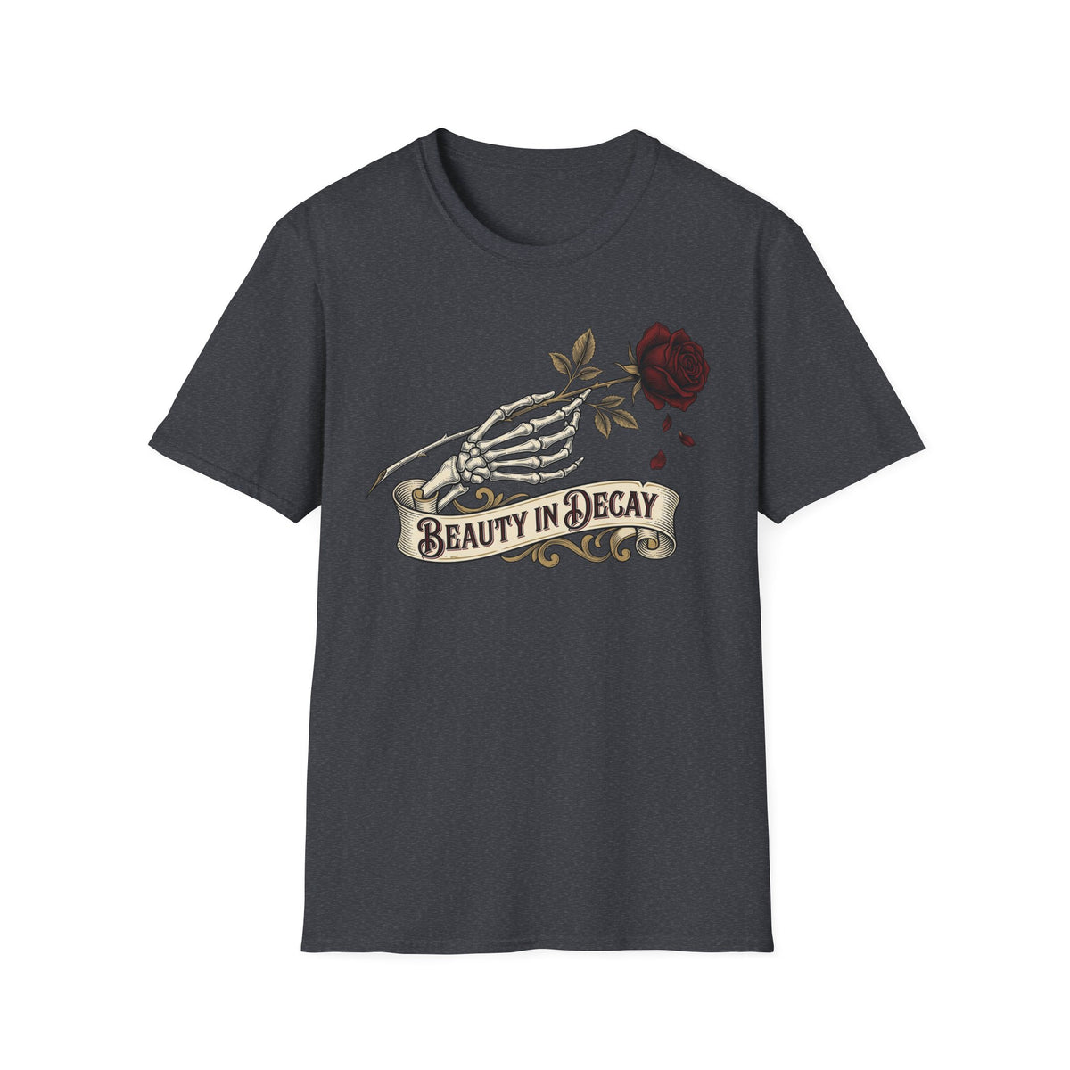 Beauty in Decay T-Shirt - Skeleton Hand & Rose Gothic Tattoo Tee