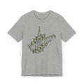 Gray T-shirt with dotted West Virginia map and “WEST VIRGINIA” text graphic