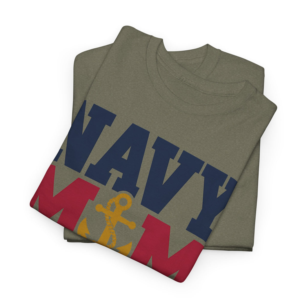 Unisex graphic T-shirt in dark green with NAVY anchor and patriotic stripes print