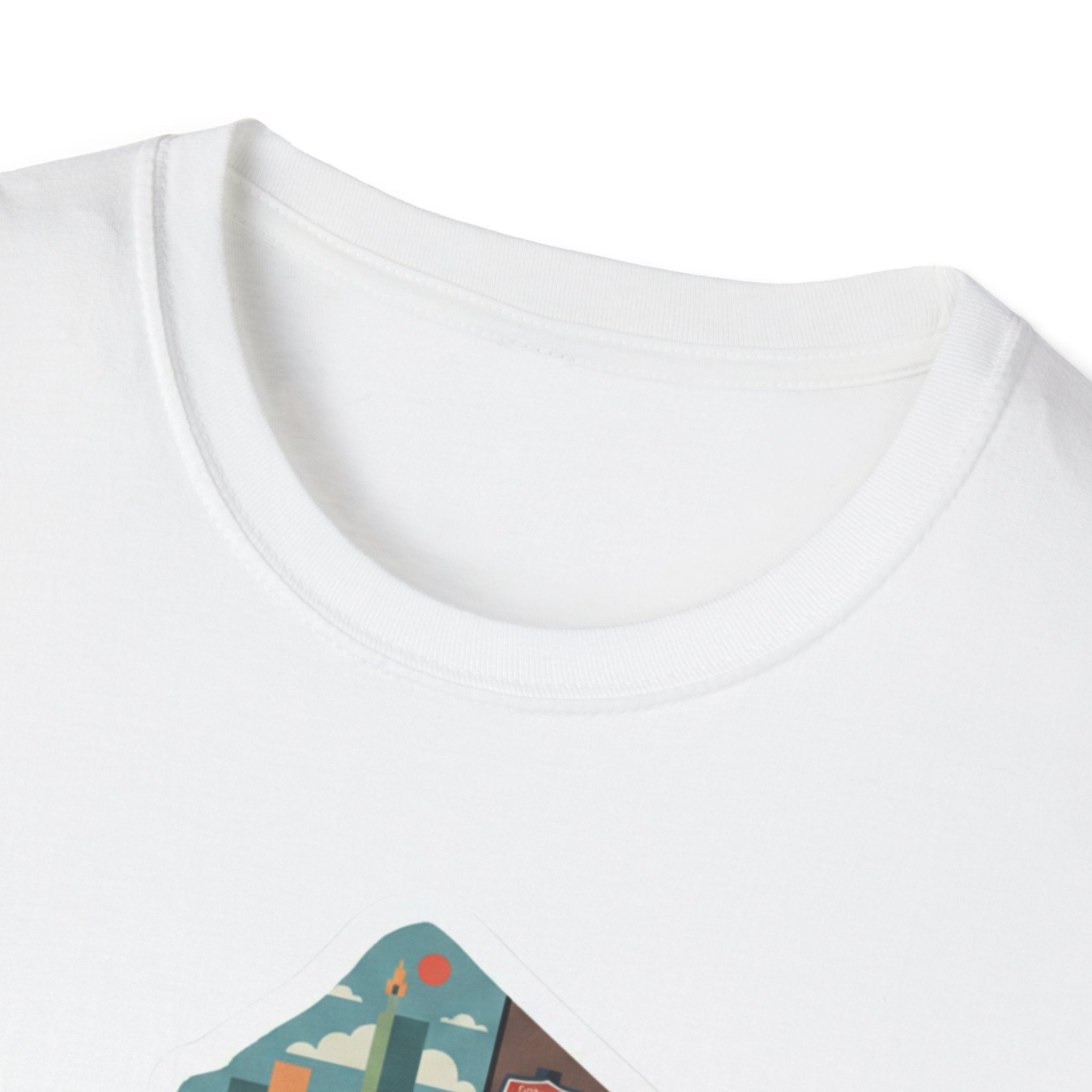 White T-shirt neckline detail with soft rib crew collar