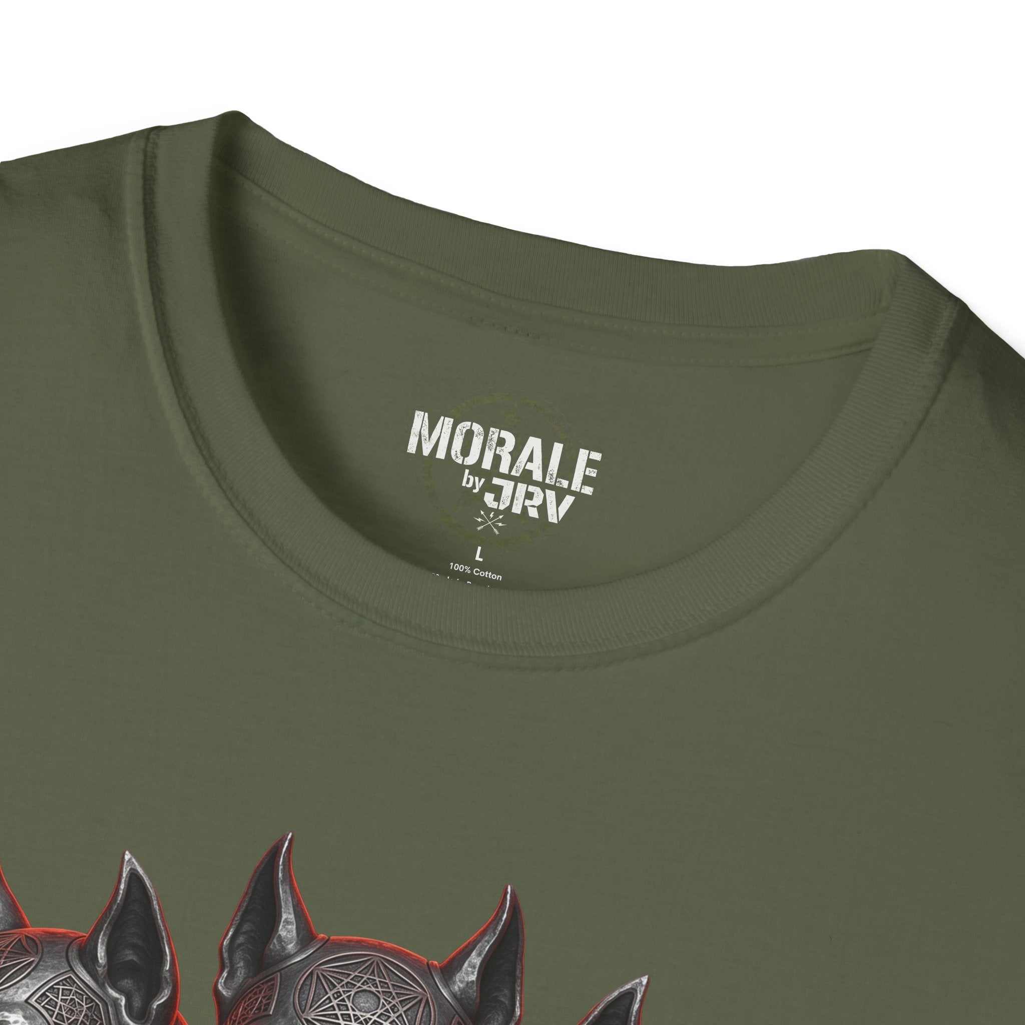 Military Green T-shirt neck logo print
