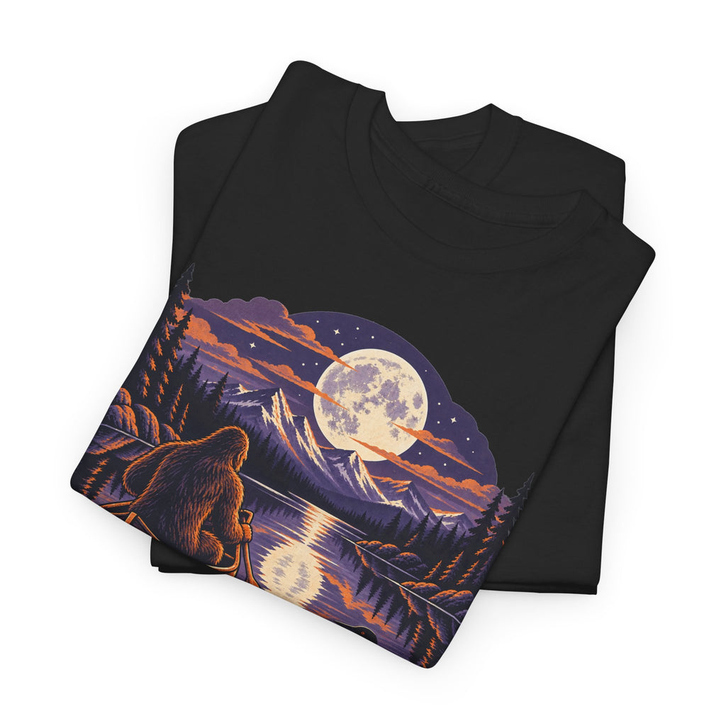 Paddle After Dark Canoe T-Shirt, Moonlit Lake Night Paddling Shirt for Men and Women, Vintage Canoeing Gift Tee