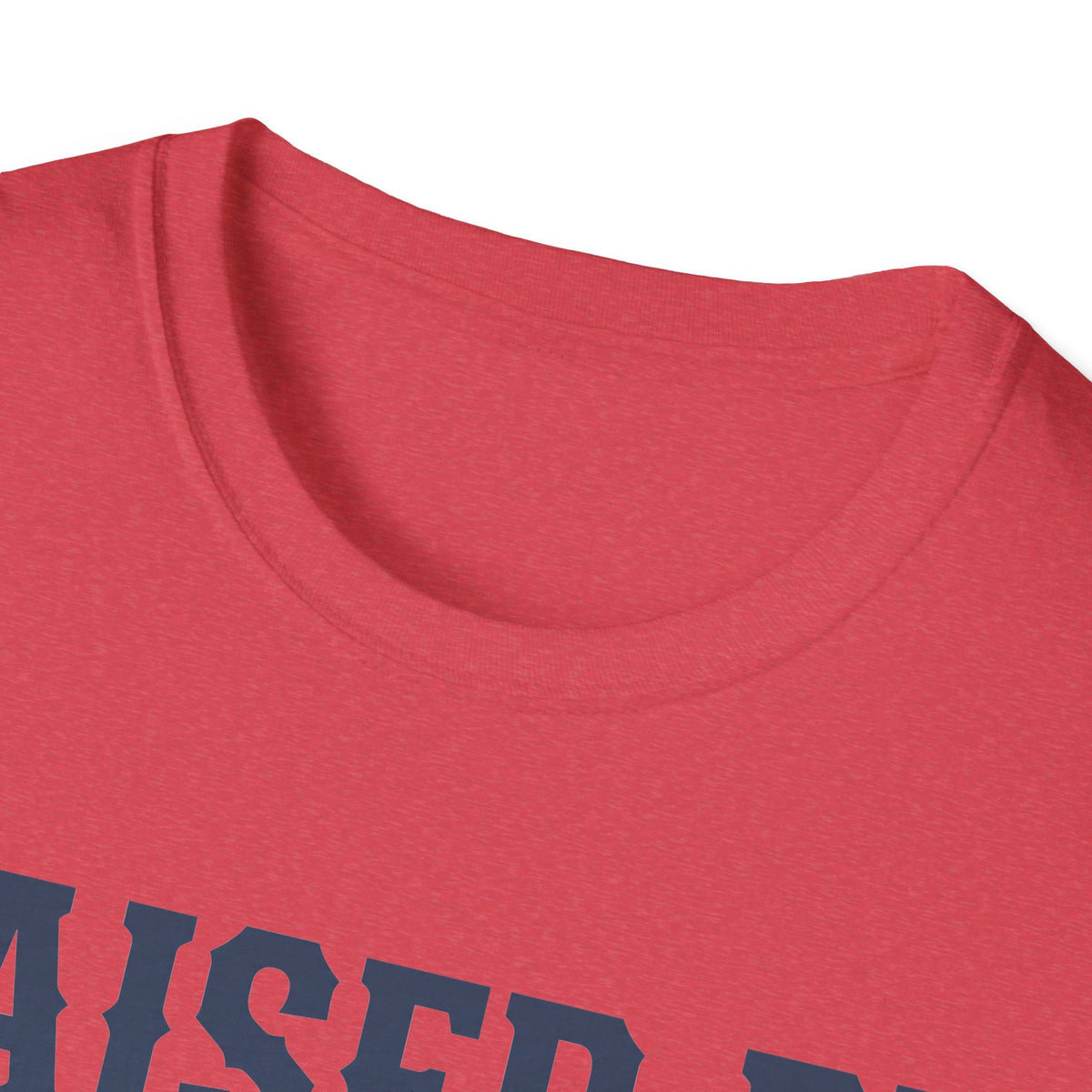Red crewneck t-shirt neckline with soft ribbed collar