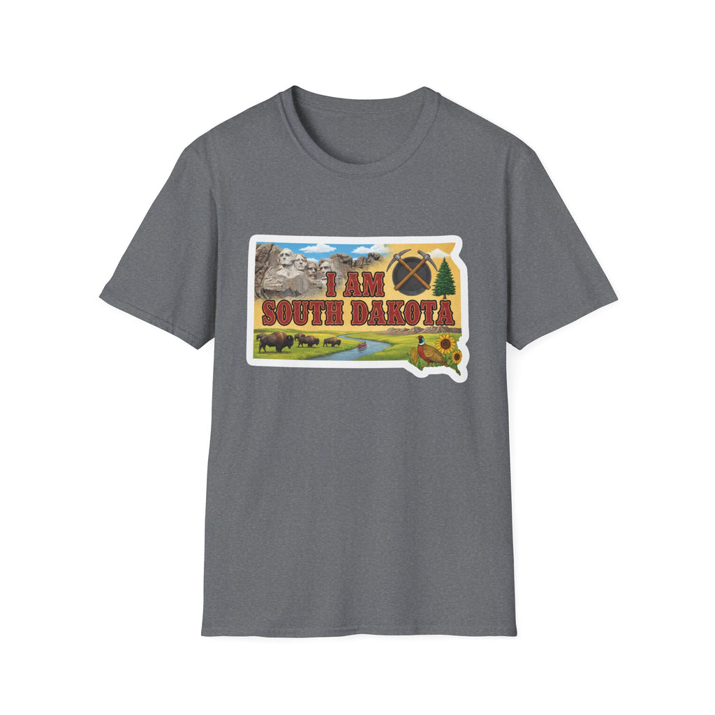 I am South Dakota T-Shirt, anthrazitfarbenes Shirt mit State-Map-Print